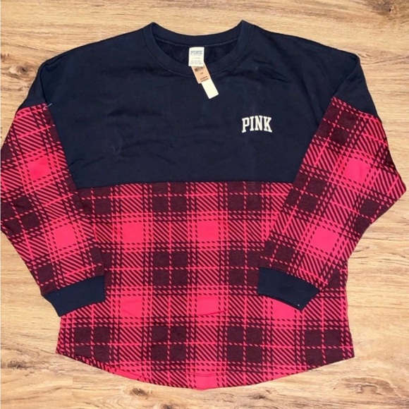 VS Pink Black Varsity Pullover with Red Plaid
Large - Picture 2 of 5